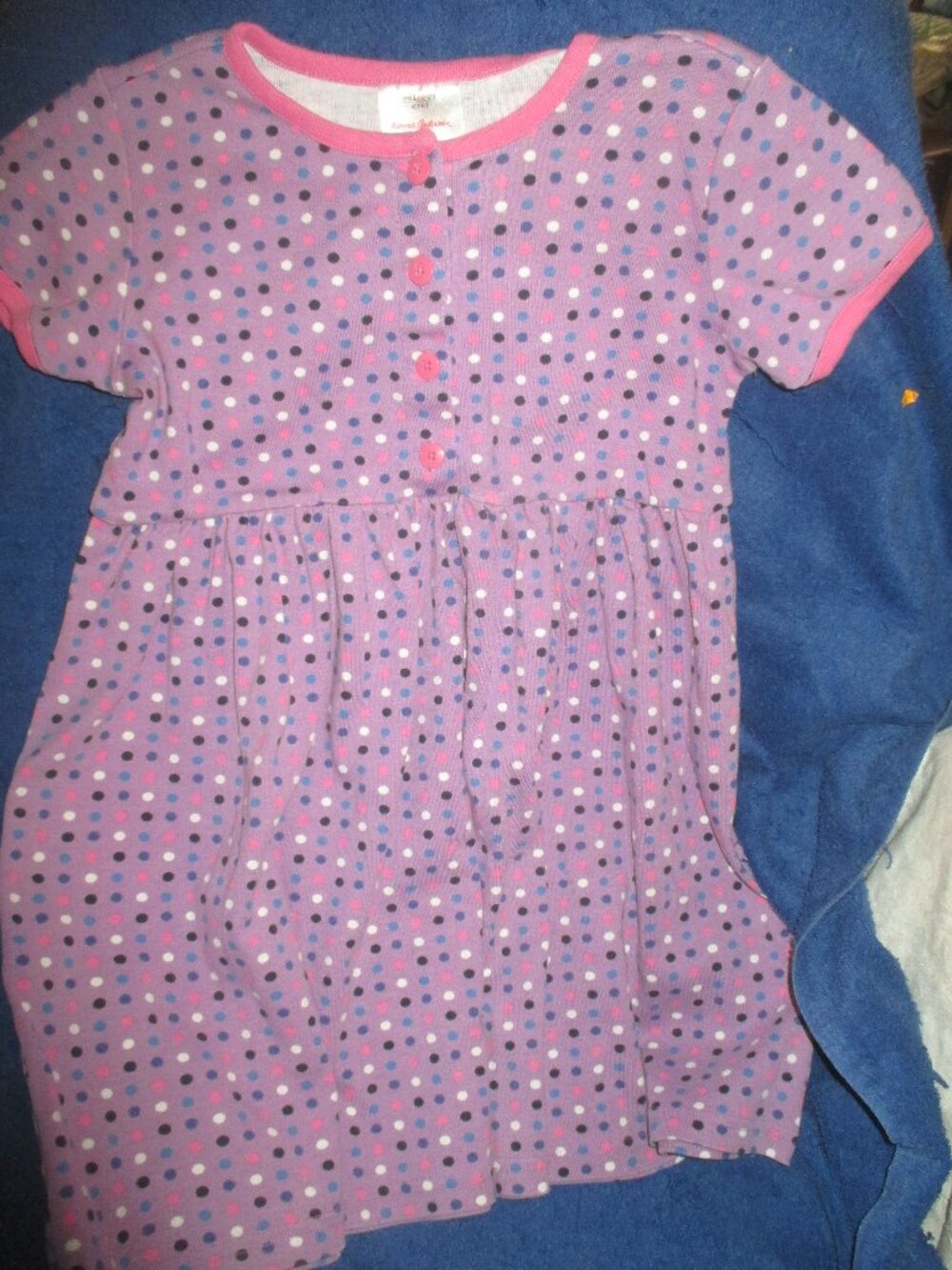 Hanna Andersson Dress Girls Size 120 6X-7 Purple Polka Dots